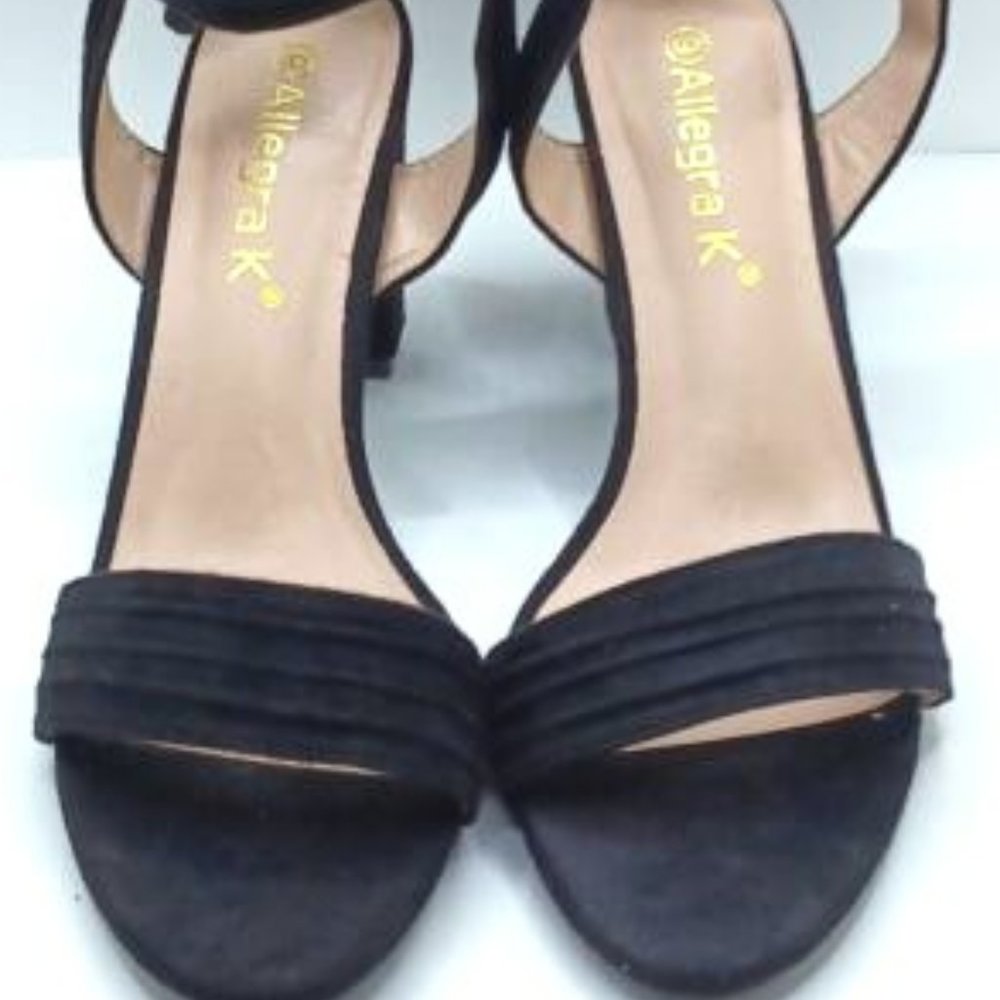 Ankle Tie Back Block Heel Open Toe Sandals Size 6
